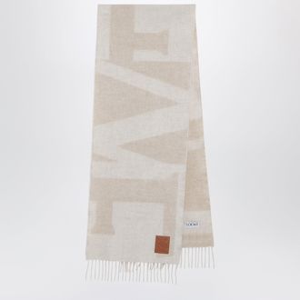 Loewe Sciarpa in cashmere bicolore in jacquard beige