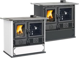 Nordica Cocina De Le&ntilde;a Rosa 5.0 Steel Blanca - 8,8 Kw - Horno 41l - La Nordica - Potencia Y Estilo Para Grandes Espacios