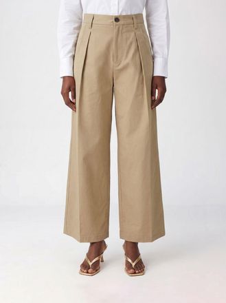 Tela Pantaloni a gamba larga in cotone stretch con passanti in vita