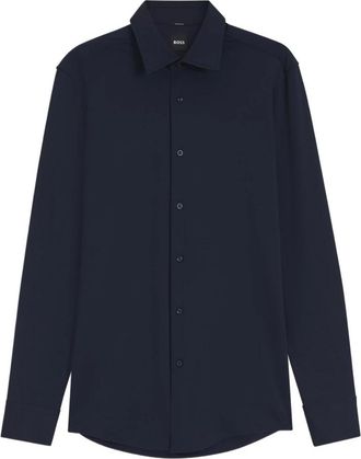 HUGO BOSS P-Hank K-261 Shirt - Heren - Zakelijke Overhemden - Blauw - XL - Polyester - Overhemden
