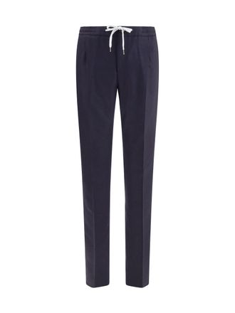 Pantaloni Torino Mens Trousers Soft Pants Navy Fleece Wool (ovis Aries)