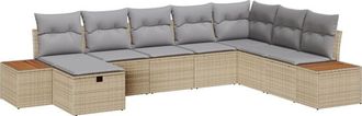 vidaXL Garden Sofa Set with Cushion 9 pcs Beige Poly Rattan vidaXL