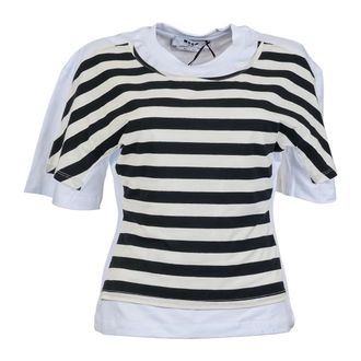 Msgm T-Shirts, female, Multicolor, Size: S Striped Layered T-Shirt
