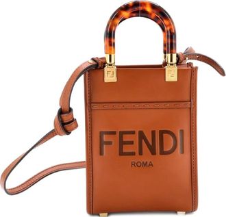 Fendi Sunshine Shopper Tote Leather Mini crossbody bag - Bruin