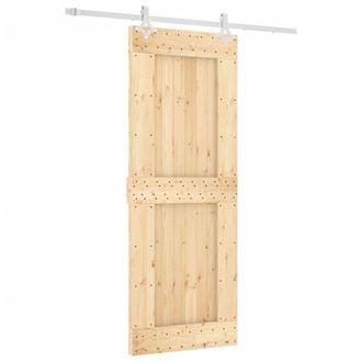 vidaXL Puerta Corredera Con Herrajes Madera Maciza De Pino 80x210 Cm Vidaxl