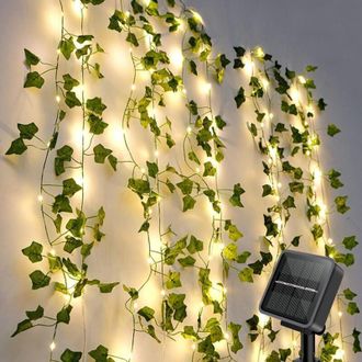 OEM Guirlande Lumineuse Solaire - Lierre Artificiel 10 M - 100 Led - Ip65 - 8 Modes - Jardin Terrasse Balcon - 1 Pi&egrave;ce