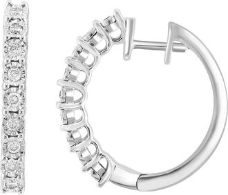 Effy Sterling Silver Diamond Huggie Hoop Earrings - 0.18 ctw. in White at Nordstrom Rack
