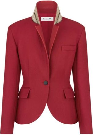 Dior Jassen, Dames, Rood, M, Wol, Stijlvolle Wol Zijden Jas