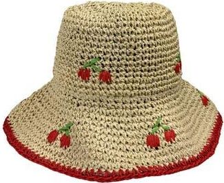 MARCUS ADLER Cherry Embroidered Straw Bucket Hat at Nordstrom Rack