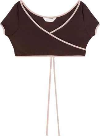 Palm Angels Bikinitop met cap-sleeves en wikkeldesign - Dames - Tops zonder mouwen - Bruin - XS - Tops