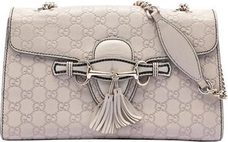 Gucci Pre-owned Shoulder Bags, female, White, Size: ONE SIZE Pre-owned Vintage Embossed Monogram Shoulder Bag