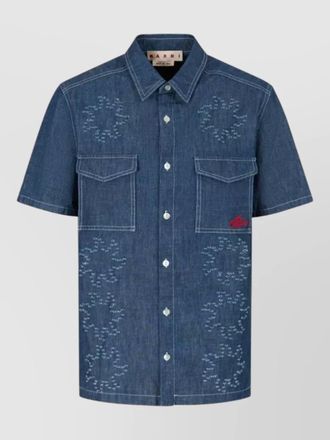 Marni mens denim effect cotton shirt short sleeves