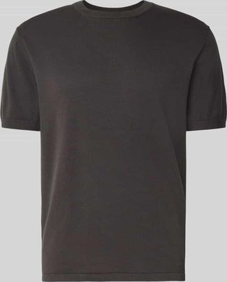 Christian Berg T-Shirt mit geripptem Rundhalsausschnitt in Anthrazit, Gr&ouml;&szlig;e 3XL