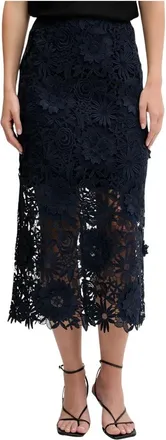 Rotate Rotate Birger Christensen, Rokken, Dames, Blauw, M, Polyester, 3D kanten potloodrok