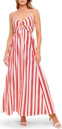 Flying Tomato Stripe Maxi Dress in White Red at Nordstrom Rack, Size Medium