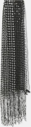 Giorgio Armani Black Sequin Crepe Fringed Stole