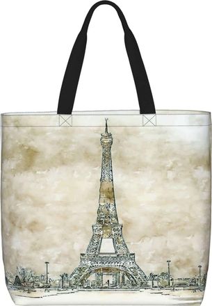 Generic Women Handbag Stylish Art Eiffel Tower Blue Pattern Handbag Reusable Fashion Ladies Purse, For Daily, Gym, Wedding, Graduation, Christmas