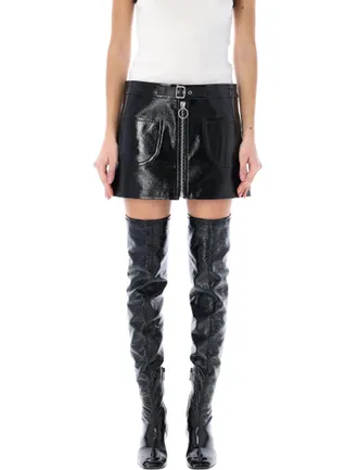 Courr&egrave;ges Black Zipped Mini Skirt