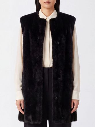 Herno Gilet in pelliccia sintetica con scollo a girocollo e chiusura a scomparsa