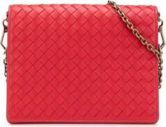 Bottega Veneta Pre-owned Clutches, female, Red, Size: ONE SIZE Pre-owned Woven Leather Crossbody Bag