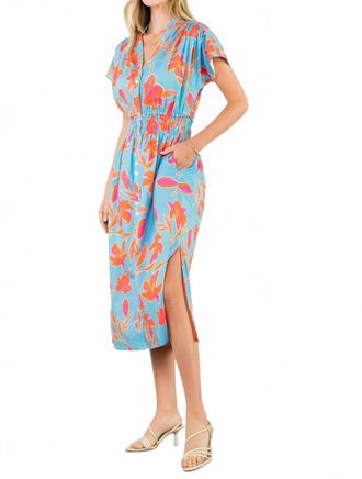 THML Clothing Violet Midi Dress In Light Blue