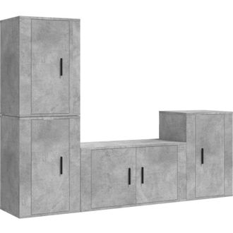 vidaXL Vidaxl - Set di Mobili Porta tv 4 pz Grigio Cemento in Legno Multistrato