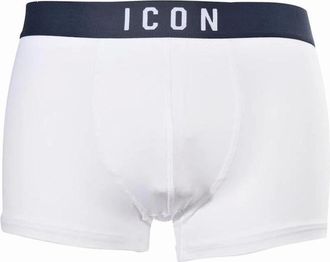 Dsquared2 Mens ICON Logo Boxer Trunk, White/navy - Size: 38/39/32