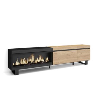 Skraut Home Skraut Home - Mueble Tv, Televisi&oacute;n, Muebles De Sal&oacute;n, Almacenaje, 237x57x35 Cm, Para Tv Gran Formato, Chimenea El&eacute;ctrica Xxl, Dise&ntilde;o Industrial, Esti