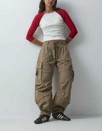 Free People Reef cargo con taglio curvo in aloe-Neutro