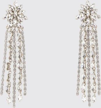 Alessandra Rich Orecchini in ottone cromato con strass incastonati