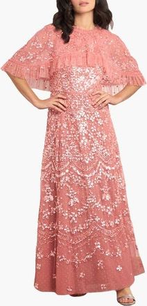 Needle & Thread Freya Cape Ankle Gown in Misty Rose at Nordstrom, Size 14