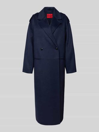 HUGO BOSS Regular Fit Wollmantel mit Reverskragen Modell MELUMA-1 in Marine, Gr&ouml;&szlig;e 32