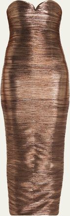 Retrof&ecirc;te Calypsa Strapless Lam&eacute; Midi Dress