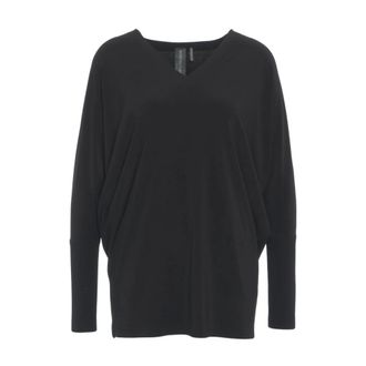 Norma Kamali Long Sleeve Tops, female, Black, Size: XS Black V-Neck Oversize T-Shirt