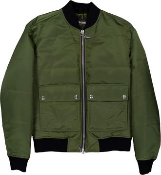 Roberto Cavalli Mens Military Green Padded Bomber Jacket, Brand Size 48 ( US Size 38 )