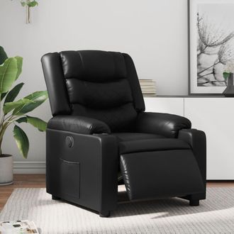 vidaXL Sill&oacute;n Reclinable El&eacute;ctrico De Cuero Sint&eacute;tico Negro Vidaxl