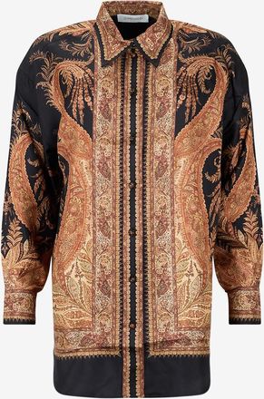 Zimmermann Entspannte Satin-Hemd mit Fantasiemuster Hypnotic