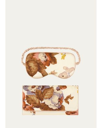 Olivia Von Halle Audrey Floral-Print Silk Satin Sleep Mask