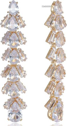 Ettika Cascading Cubic Zirconia Linear Drop Earrings in Gold at Nordstrom Rack