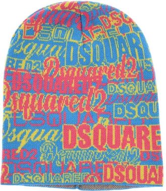 Dsquared2 Multicolor Logo Knitted Beanie Cap