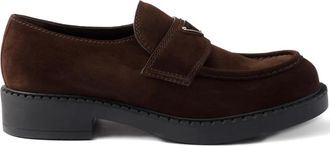 Prada triangle-logo loafers - Brown