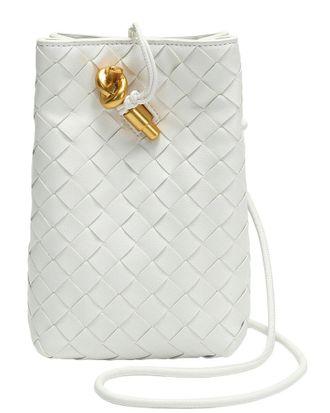 Tiffany & Fred Handwoven Leather Mini Bucket Crossbody