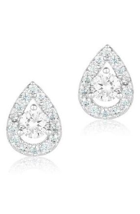 Adornia Swarovski Crystal Pear Halo Stud Earrings in Silver at Nordstrom Rack
