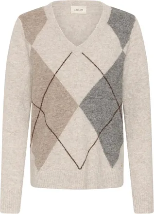 Cream Truien & Vesten, Dames, Beige, 2Xl, V-hals Gebreid