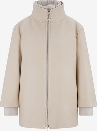 Akris Mittellanges Stehkragen-Mantel aus Flanell