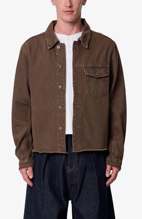 mnml Raw Hem Denim Jacket in Washed Brown at Nordstrom, Size Xx-Large