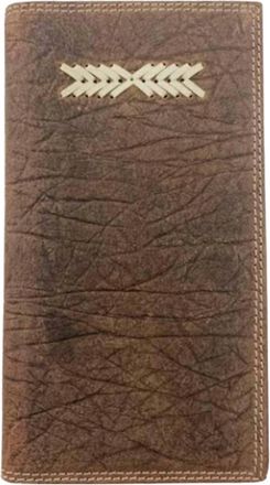 Roper Mens Elephant Print Leather Bi-Fold Wallet In Brown/tan