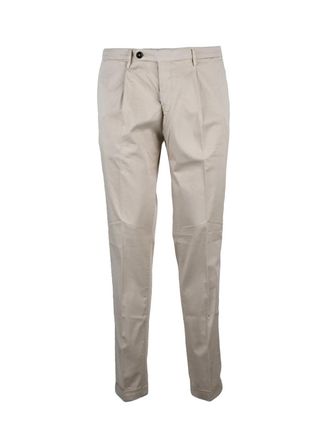 Michael Coal Beige Tailored Trousers with Subtle Pleats