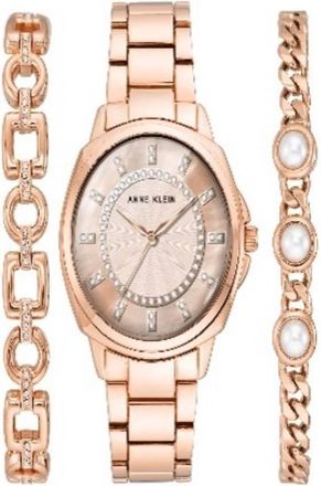 Anne Klein Quartz Rose Gold Dial Ladies Watch and Bracelet Set AK-4052RGST