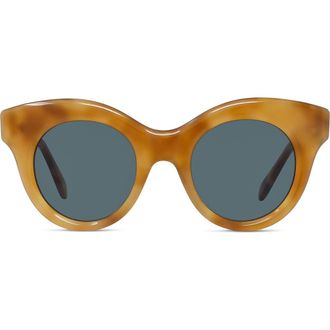 Loewe Curvy 49mm Small Round Sunglasses in Blonde Havana /Blue at Nordstrom